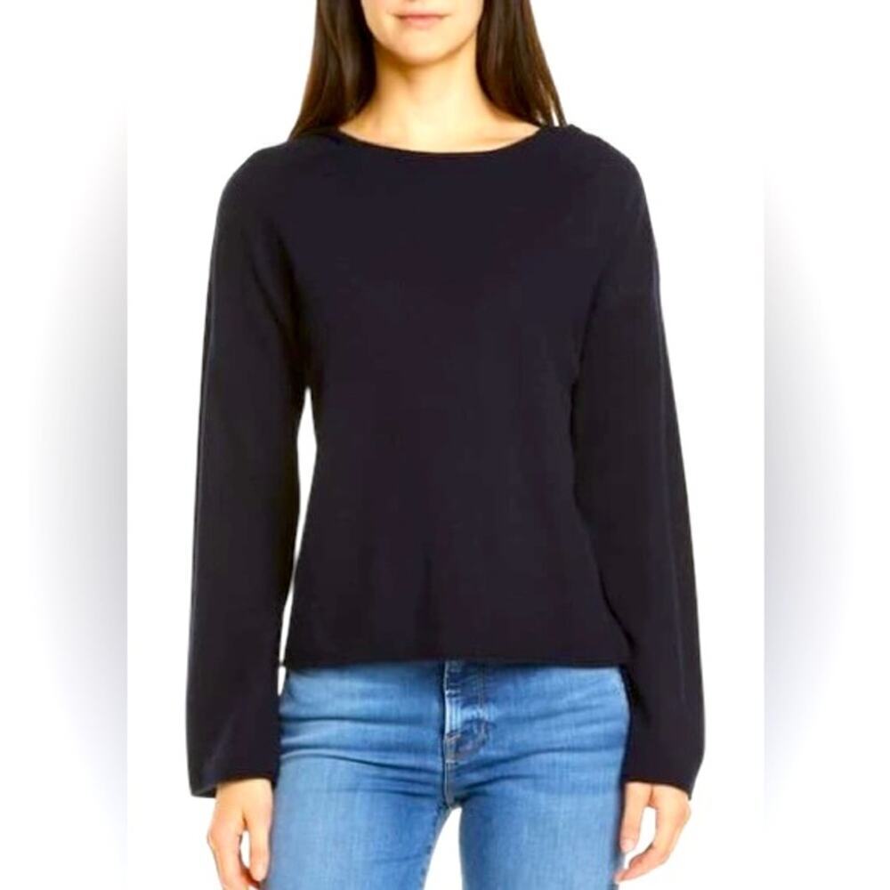 VINCE Rolled Edge Wool & Cashmere Hooded Sweater Soft Lightweight